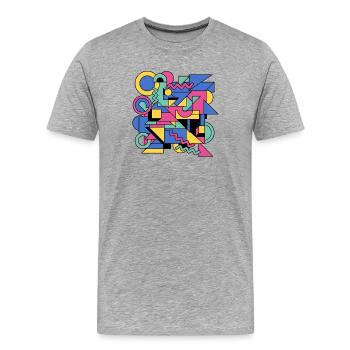 Memphis Geometrie Farbenspiel - Männer Premium Bio T-Shirt - Grau meliert - Vorne - Damien (186cm)
