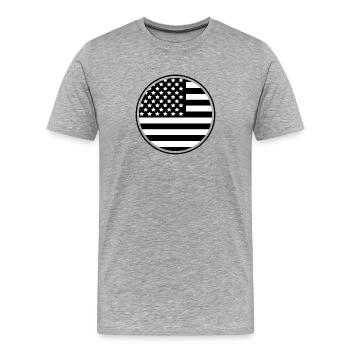 Runde USA-Flagge - Männer Premium Bio T-Shirt - Grau meliert - Vorne - Damien (186cm)