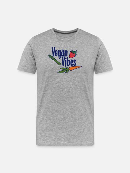 Vegan Vibes Veggie Logo - Men's Premium Organic T-Shirt - heather grey