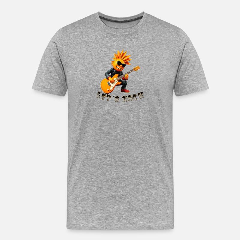 Sonnen-Rocker mit Gitarre - Männer Premium Bio T-Shirt - Grau meliert