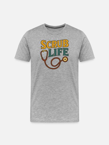 Scrub Life Medical Stethoscope - Men's Premium Organic T-Shirt - heather grey