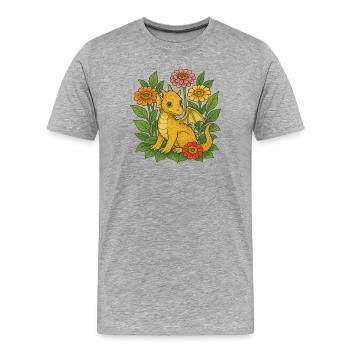 Golden Dragon in Bloom - Men's Premium Organic T-Shirt - heather grey - Front - Damien (186cm)