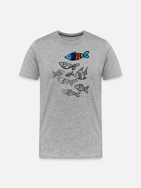 Bunter Fisch über Fische - Männer Premium Bio T-Shirt - Grau meliert