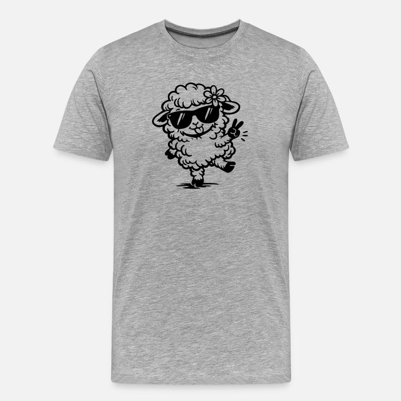 Tanzendes Schaf mit Sonnenbrille Doodle - Männer Premium Bio T-Shirt - Grau meliert