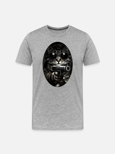 Cat gangster with sunglasses - Men's Premium Organic T-Shirt - heather grey