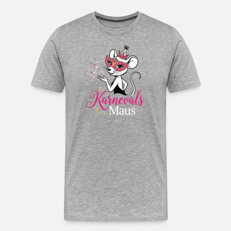 Karnevals Maus - Kölsche Mädche , Tierkostüm  - Männer Premium Bio T-Shirt - Grau meliert