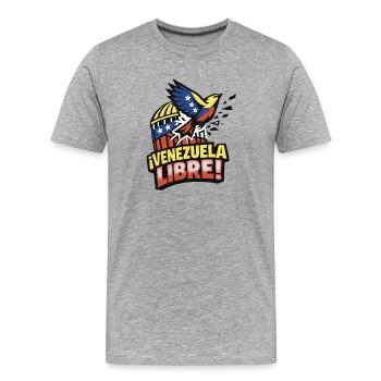 Freies Venezuela - Männer Premium Bio T-Shirt - Grau meliert - Vorne - Damien (186cm)