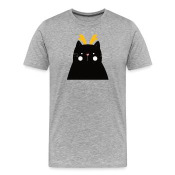 Chat noir aux bois dorés - T-shirt bio Premium Homme - gris chiné - Devant - Damien (186cm)