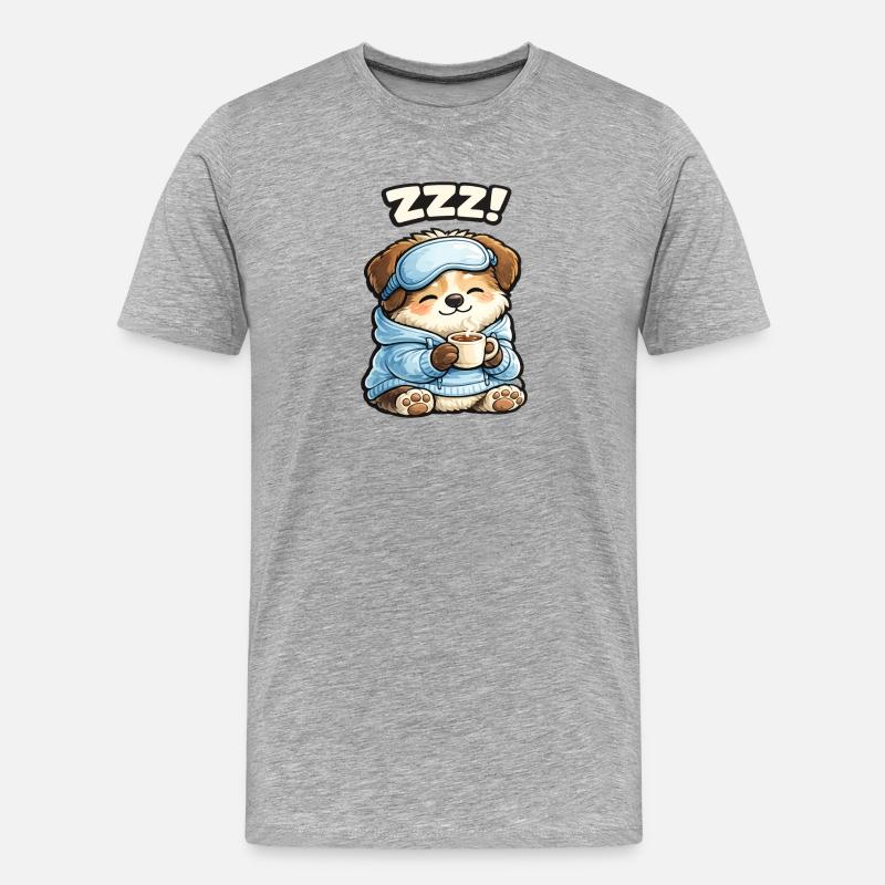 Pfotenschläfer im Pyjama - Männer Premium Bio T-Shirt - Grau meliert