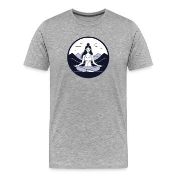 Yoga Woman Lotus Pose Nature - Männer Premium Bio T-Shirt - Grau meliert - Vorne - Damien (186cm)