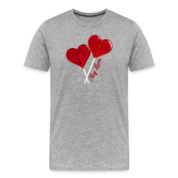 My Love déclaration d'amour - T-shirt bio Premium Homme - gris chiné - Devant - Damien (186cm)