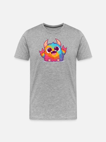 Kunterbunter Monster Rock-Charme - Männer Premium Bio T-Shirt - Grau meliert