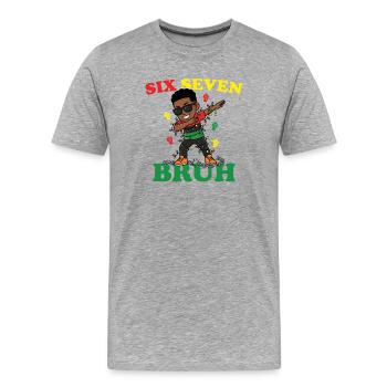 Six Seven Bruh Dabbing Juneteenth Boy Afro Boys - Männer Premium Bio T-Shirt - Grau meliert - Vorne - Damien (186cm)
