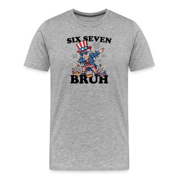 Six Seven Bruh 4 juillet Dabbing 6-7 4 juillet - T-shirt bio Premium Homme - gris chiné - Devant - Damien (186cm)