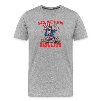 Six Seven Bruh 4 juillet Dabbing 6-7 4 juillet - T-shirt bio Premium Homme - gris chiné - Devant - Damien (186cm)