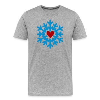 Winterherz Schneeflocke - Männer Premium Bio T-Shirt - Grau meliert - Vorne - Damien (186cm)