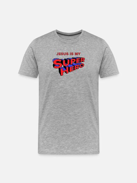 Jesus My Superhero - Men's Premium Organic T-Shirt - heather grey