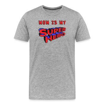 Maman est ma super-héroïne - T-shirt bio Premium Homme - gris chiné - Devant - Damien (186cm)