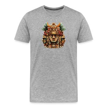 Aztec Totem Mask - Men's Premium Organic T-Shirt - heather grey - Front - Damien (186cm)
