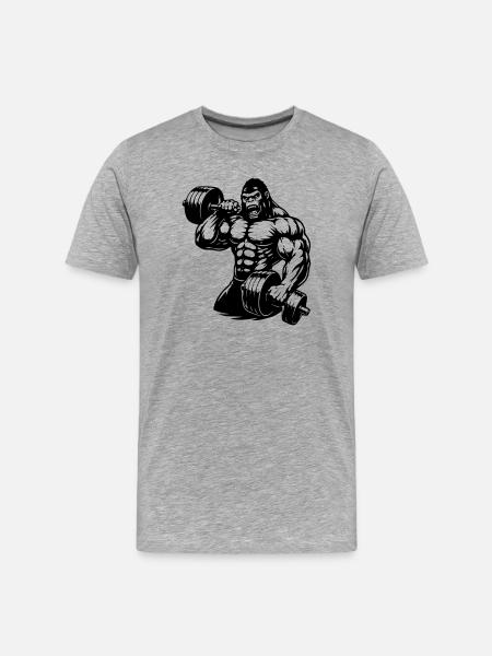 Muscular gorilla doing bodybuilding - Men's Premium Organic T-Shirt - heather grey