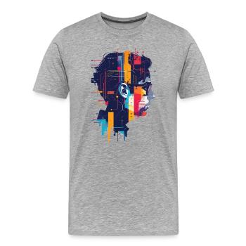 Digital KI Motiv Platine Hacker Schaltkreis Kunst - Männer Premium Bio T-Shirt - Grau meliert - Vorne - Damien (186cm)