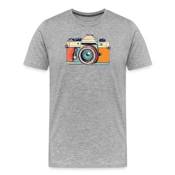 Appareil photo reflex rétro Illustration d’appareil photo - T-shirt bio Premium Homme - gris chiné - Devant - Damien (186cm)