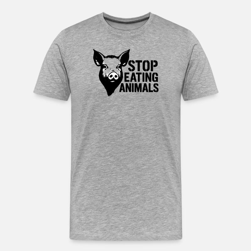 Stop Eating Animals Pig - Männer Premium Bio T-Shirt - Grau meliert
