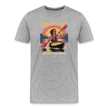 Cadeaux Girls Who Kayak Heaven Design - T-shirt bio Premium Homme - gris chiné - Devant - Damien (186cm)