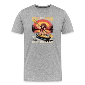 Cadeaux Girls Who Kayak Heaven Design - T-shirt bio Premium Homme - gris chiné - Devant - Damien (186cm)