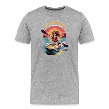 Cadeaux Girls Who Kayak Heaven Design - T-shirt bio Premium Homme - gris chiné - Devant - Damien (186cm)