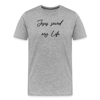 Jesus saved my Life - Saved by grace - Men's Premium Organic T-Shirt - heather grey - Front - Damien (186cm)