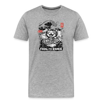 Ramen Cat Kanagawa - Men's Premium Organic T-Shirt - heather grey - Front - Damien (186cm)