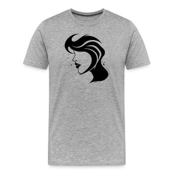 Silhouette Woman - Abstract Face - Men's Premium Organic T-Shirt - heather grey - Front - Damien (186cm)