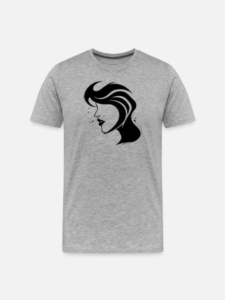 Silhouette Frau - Abstraktes Gesicht - Männer Premium Bio T-Shirt - Grau meliert