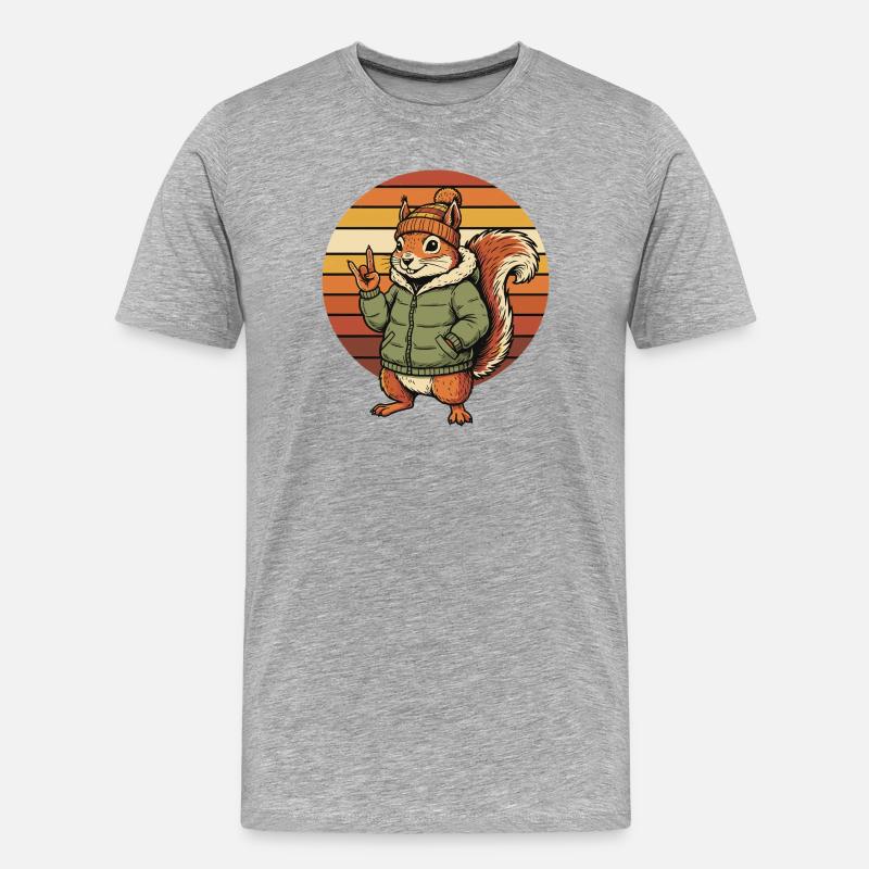 Cooles Eichhörnchen - Winter Retro Design - Männer Premium Bio T-Shirt - Grau meliert