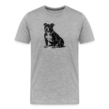 Amerikanischer Pitbull - Männer Premium Bio T-Shirt - Grau meliert - Vorne - Damien (186cm)