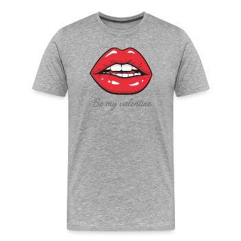 Be my Valentine – Sexy Red Lips Design - T-shirt bio Premium Homme - gris chiné - Devant - Damien (186cm)