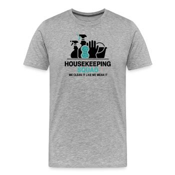 Lustiges Putzen Design - Männer Premium Bio T-Shirt - Grau meliert - Vorne - Damien (186cm)