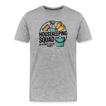 Conception de nettoyage amusante - T-shirt bio Premium Homme - gris chiné - Devant - Damien (186cm)