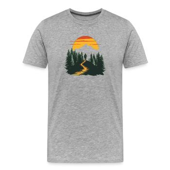 Wanderlust Explorer – Chemise de randonnée en plein air - T-shirt bio Premium Homme - gris chiné - Devant - Damien (186cm)