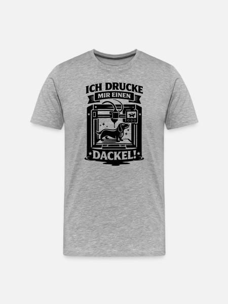 Dachshund 3D Printer Crafting Dog - Men's Premium Organic T-Shirt - heather grey