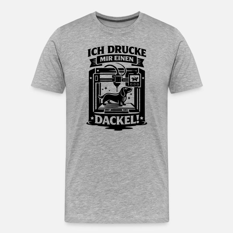 Dackel 3D Drucker Basteln Hund - Männer Premium Bio T-Shirt - Grau meliert