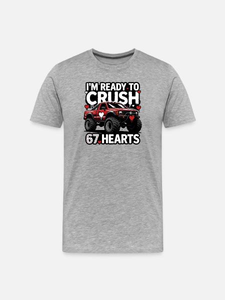 Crush Hearts MonsterTruck - Men's Premium Organic T-Shirt - heather grey