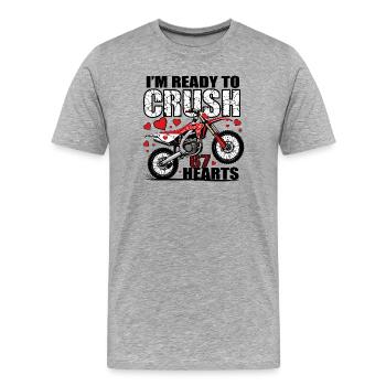 Crush Ready Moto Hearts - Men's Premium Organic T-Shirt - heather grey - Front - Damien (186cm)