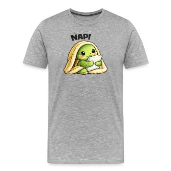 Kuschelige Schildkröte unter Decke - Männer Premium Bio T-Shirt - Grau meliert - Vorne - Damien (186cm)