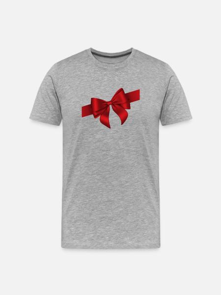 Red Bow Elegance - Männer Premium Bio T-Shirt - Grau meliert