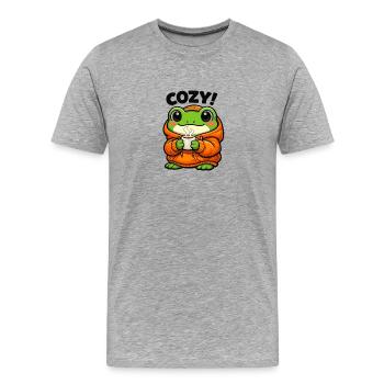Cozy Frog Pullover Hoodie - Men's Premium Organic T-Shirt - heather grey - Front - Damien (186cm)