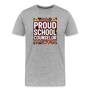 Stolzer Schulberater | Geometrisches Muster - Männer Premium Bio T-Shirt - Grau meliert - Vorne - Damien (186cm)