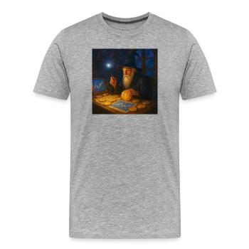 Krypto-Zauberer der Marktcharts Wandalu Vuhs - Männer Premium Bio T-Shirt - Grau meliert - Vorne - Damien (186cm)