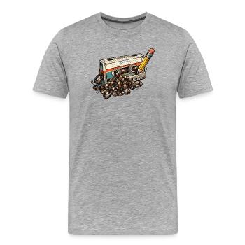 Salade de rubans rétro des années 80 - T-shirt bio Premium Homme - gris chiné - Devant - Damien (186cm)